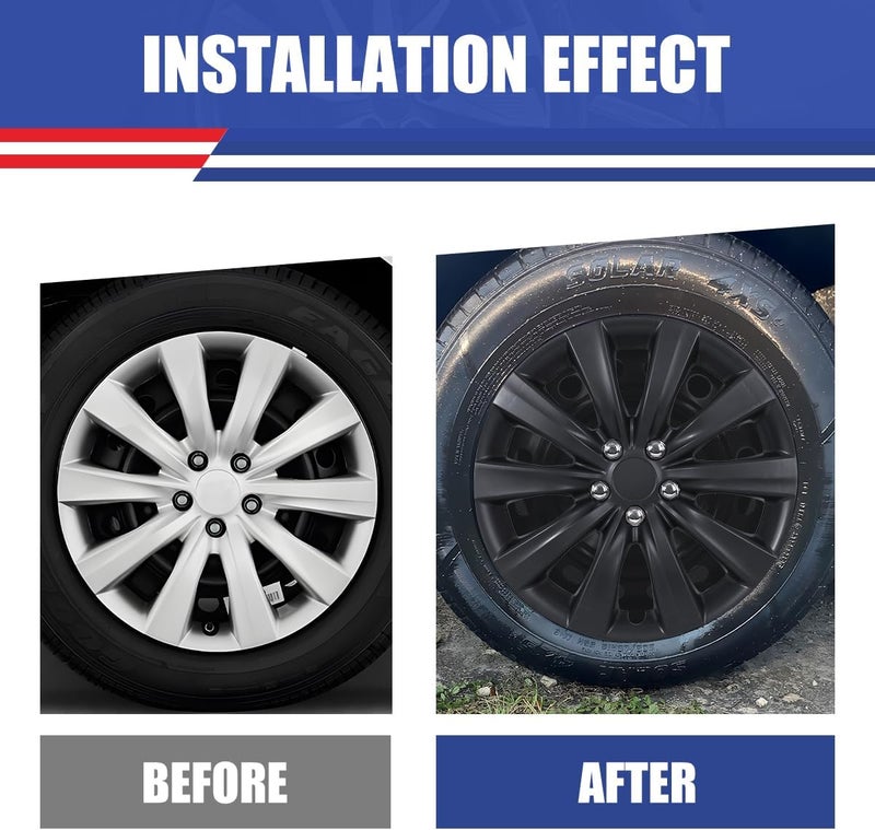 Winjet Hubcaps 16 Inch Wheel Covers for [2009-2025 Toyota Corolla] & [2009-2014 Toyota Matrix], Heavy Duty ABS Material, Only Compatible with Iron Hub - Steel Wheels (16 Inch Set of 4, Black Matte) - Image 2